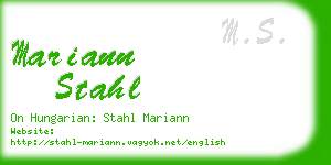 mariann stahl business card